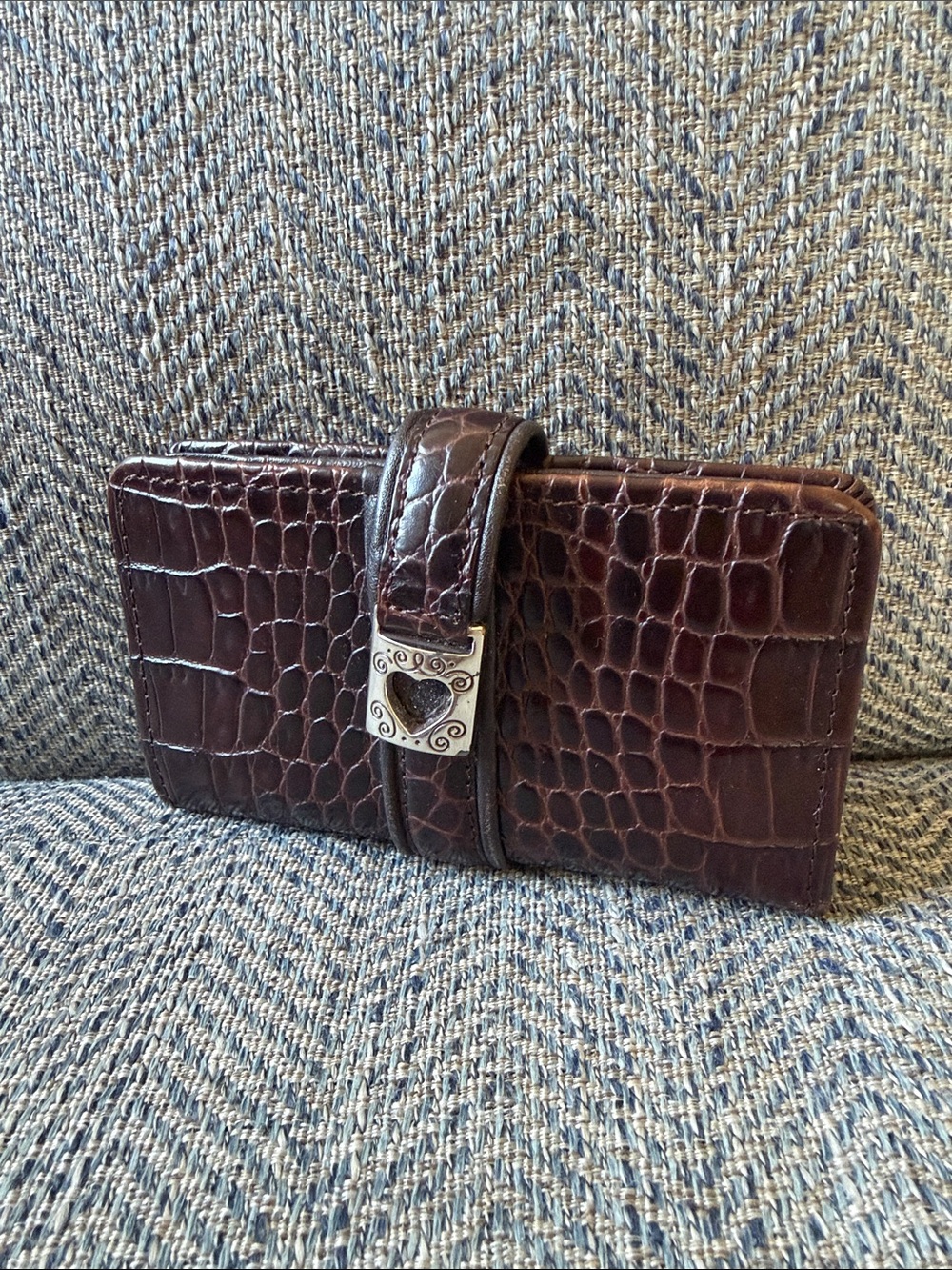 Brighton Brown Leather Croc Embossed Bifold Wallet